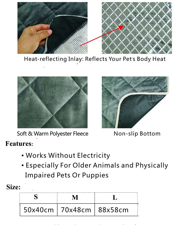 Tapis auto-chauffant pour animaux de compagnie, coussin thermique pour chien et chat, rembourrage polaire doux et confortable, accessoires pour animaux de compagnie