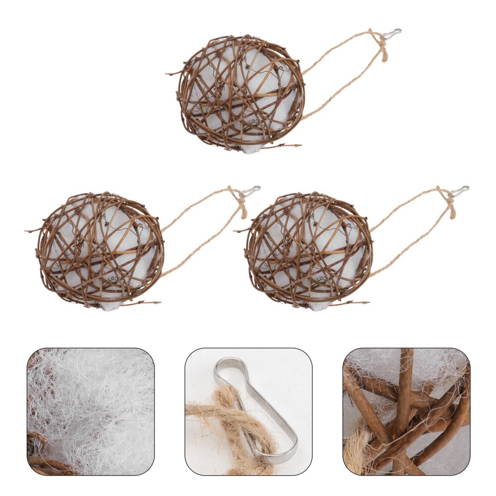 3PCS Outdoor Bird Nesting Material Wild Hummingbird Nest Bird Feeder Light Brown