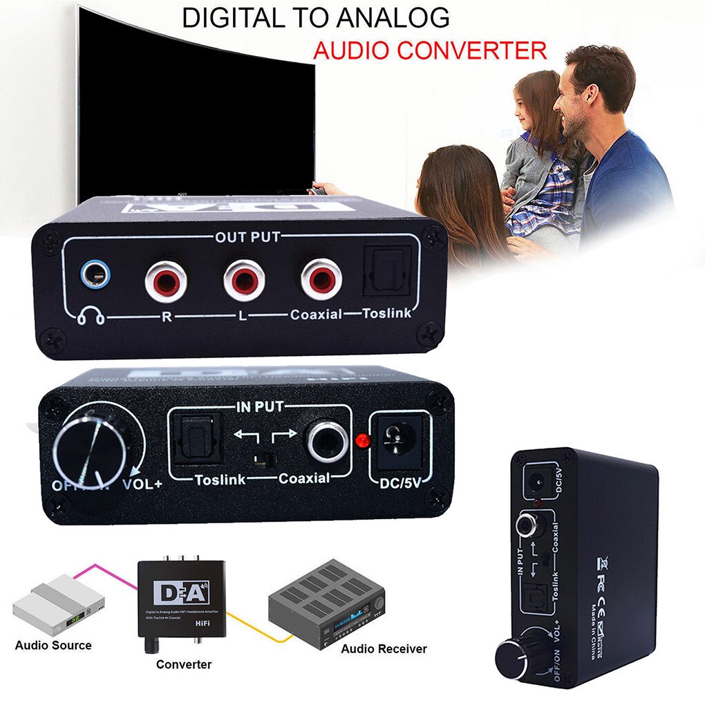 Adattatore convertitore Hifi convertitore Audio digitale/analogico coassiale RCA 3.5mm amplificatore per cuffie Toslink uscita coassiale ottica