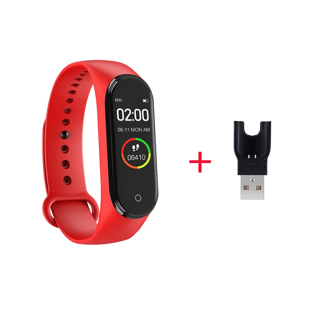 M3 smart armbånd bluetooth sportsur smart band blodtryk vandtæt puls fitness armbåndsur til android ios: Rød