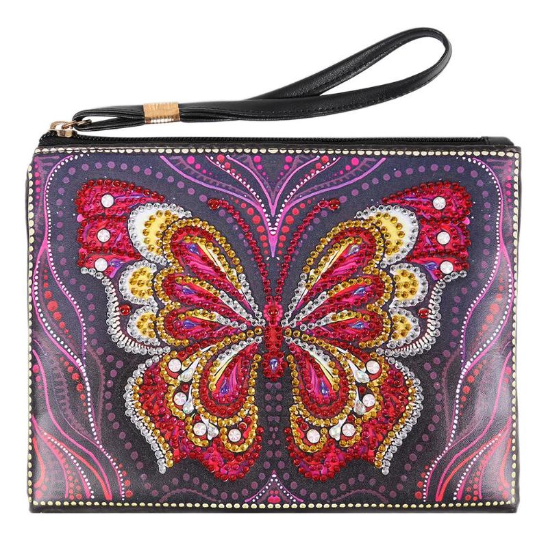 DIY Butterfly Special Shaped Diamond Paint Wristlet Wallet Women Clutch Organizer Storage Bag Embroidery Stitch Christmas: A