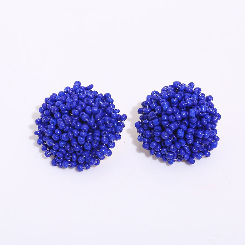 Handmade Seed BEAD DOME EARRING for Women Girl Neon Color Medicine Wheel Ball Earrings Beadwork Dome Studs - 21 unique colors