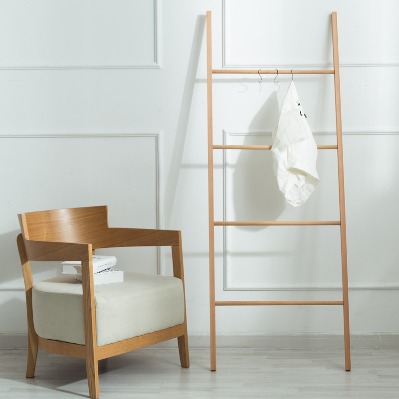 Ladder hanger trapezoidal solid wood coat rack simple bathroom hotel towel rack
