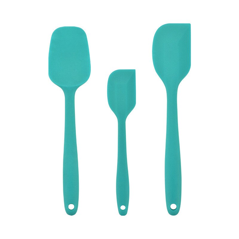 Baking Utensils Food Grade Three-Piece Silicon Scraper Baking Suit Salad Mixing Large Small Number Scraper: Sky Blue