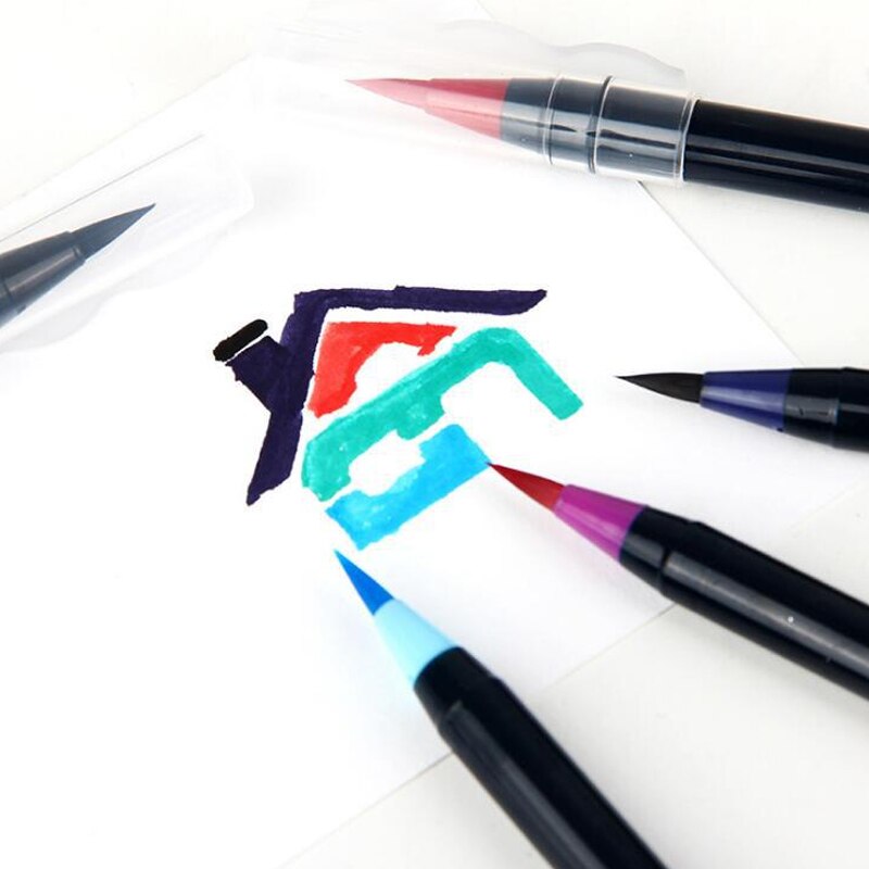 Sta art tuscher vandopløselig pen med dobbelt hoved til tegning af tegneserier håndmalet pensel tusch sæt kunst forsyninger med dobbelt spids penne