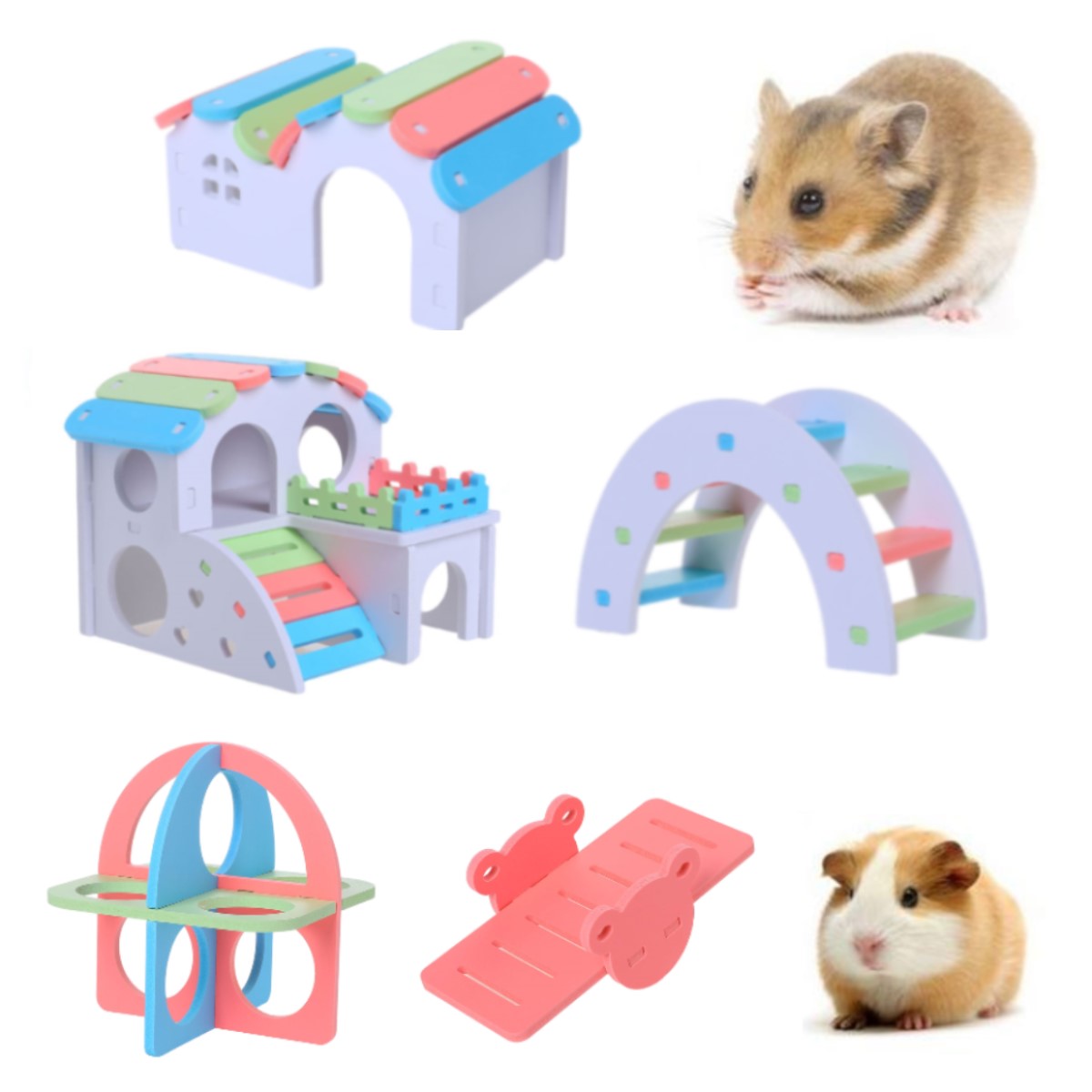 Hamster regnbuebro vippe gynge legetøj træningslegetøj chinchilla marsvin aktivitet klatre sport hamster bur klatre sportslegetøj gør det selv