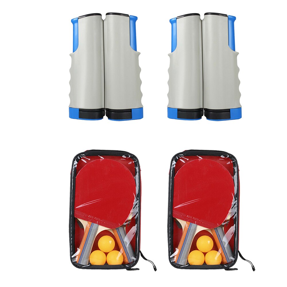 Portable Retractable Table Tennis Set 69 Inches Max Telescopic Ping Pong Net With Table Tennis Paddle And Ping Pong Balls: 2 Set Gray