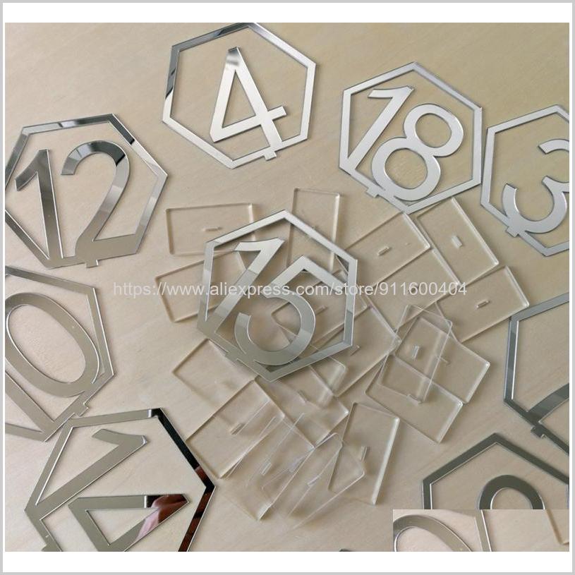 Tafel Nummer Borden Voor Bruiloft Party Decor, Zilver Of Goud Acryl Nummer, Romeinse Cijfers Geometrische Middelpunt
