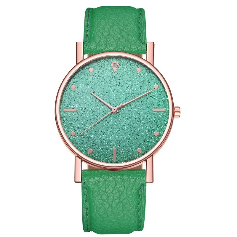Kvinders stjernehimmelurskive ur kvinders læderrem quartz dameur armbåndsur orologio donna relojes: Grøn
