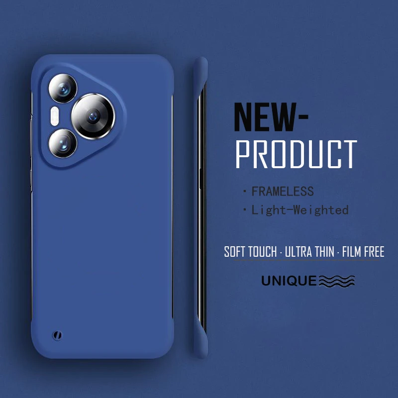 Ramlöst hårt pc matt telefonskal till huawei  p70 pro puro 70 ultra  p70 pro skyddande stötfångarskal: Duk / Mörkblå