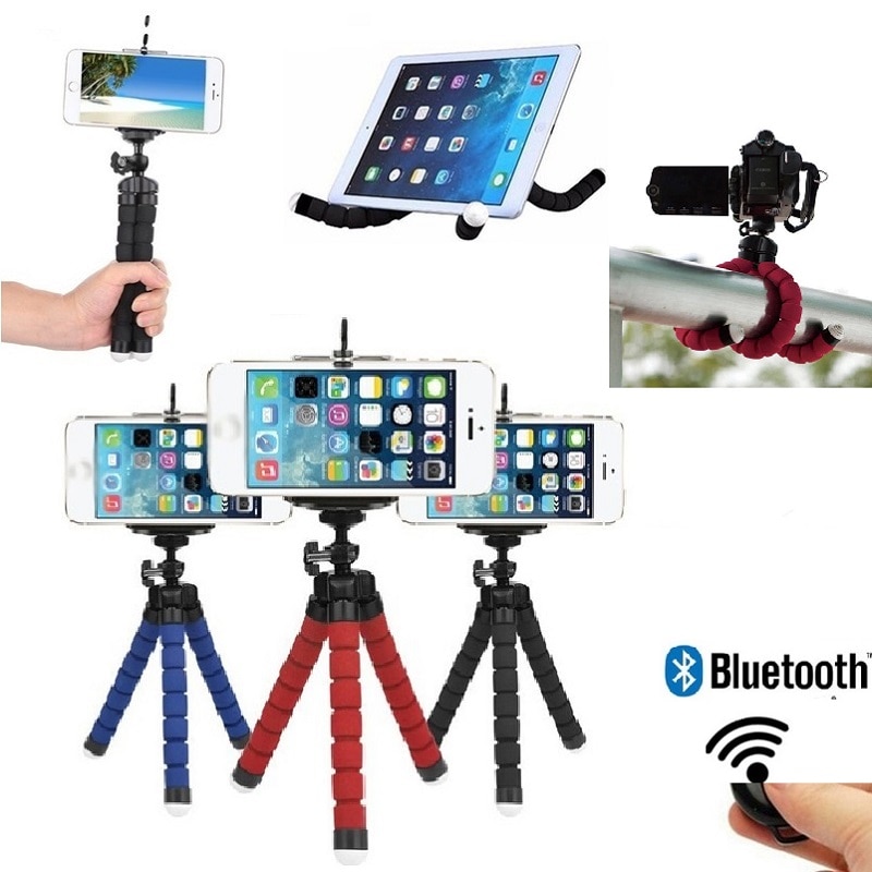 Universel sans fil Bluetooth trépied support à distance Flexible pieuvre téléphone caméra Selfie bâton trépied montage support de poulpe