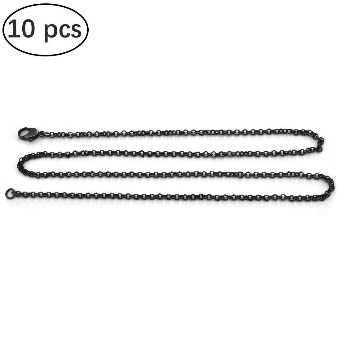 Cadenas de latón para manualidades, accesorios para fabricación de joyas, collares, suministros a granel, cadenas de Eslabón cubano, cierres de Metal de 55cm,: Black