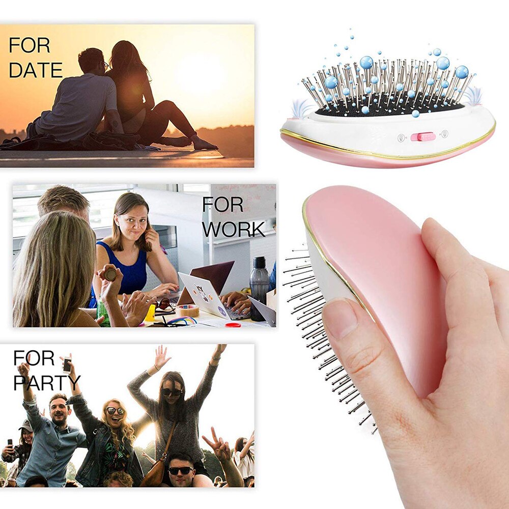 Brosse à cheveux électrique ionique Anti frisottis, Portable, magique, Ion négatif, peigne pour Massage, antistatique