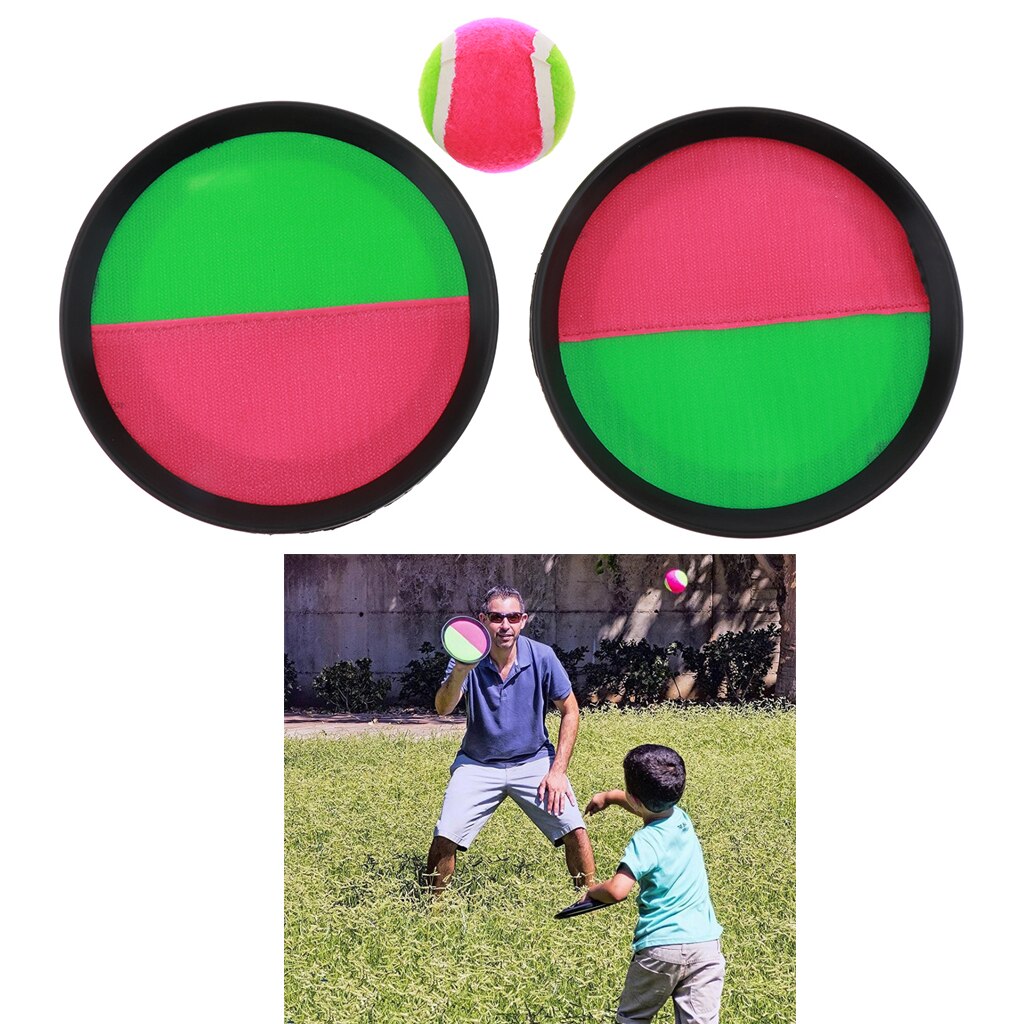 MagiDeal Paddle Toss and Catch Game Set Self-Stick Disc Paddles Toss Ball