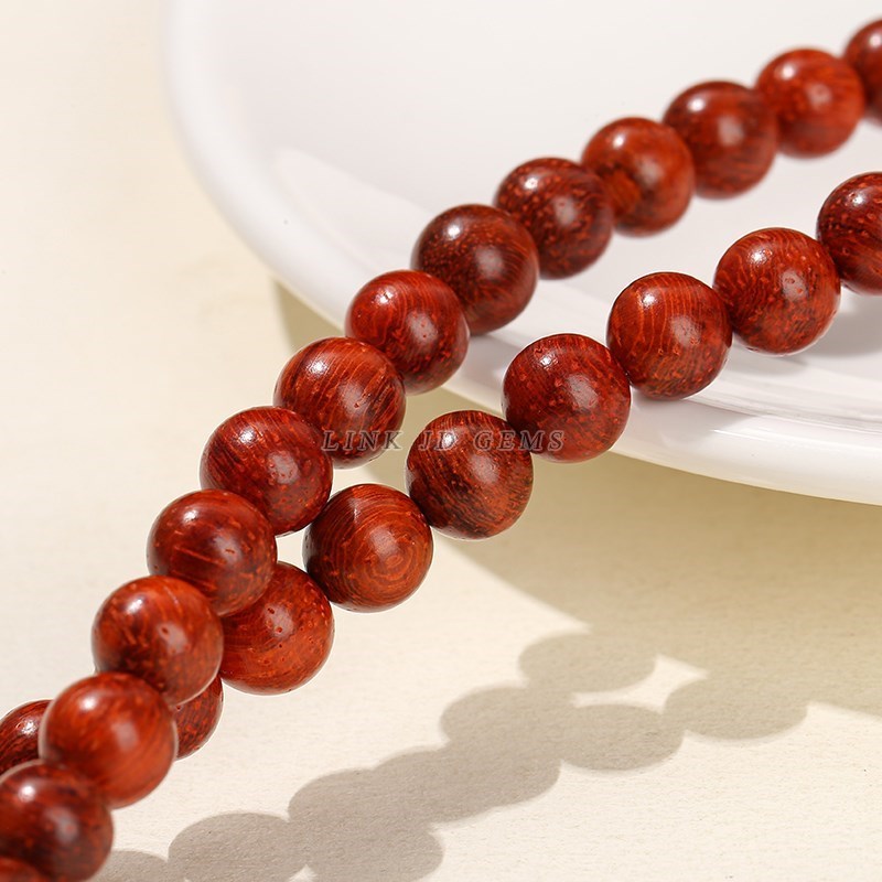 Naturlig træperle rød palisander rund buddha-perle 6 8 10mm vælg størrelse til smykkefremstilling gør-det-selv halskæde armbånd tilbehør 15 tommer