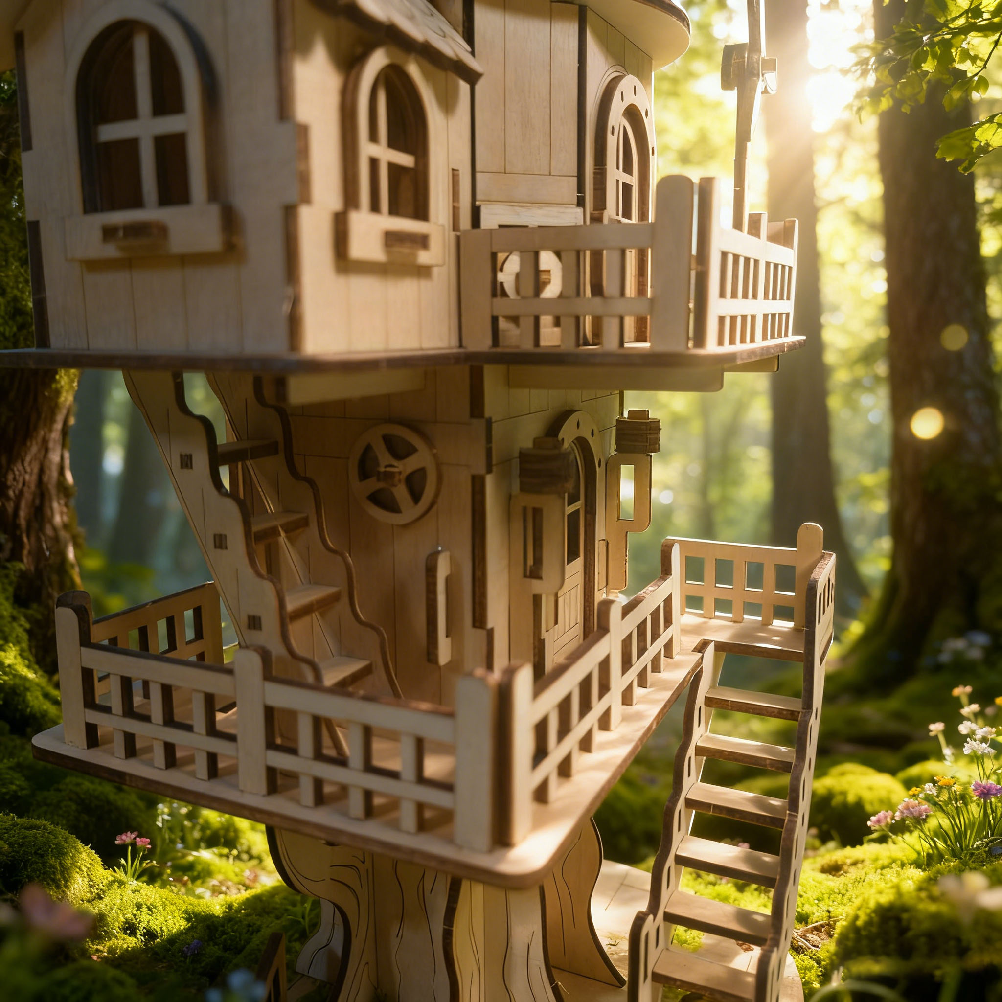 Wooden Treehouse 3D Puzzle Model DIY Construction Kit Treehouse Building Set Home Decor Handcrafted Model