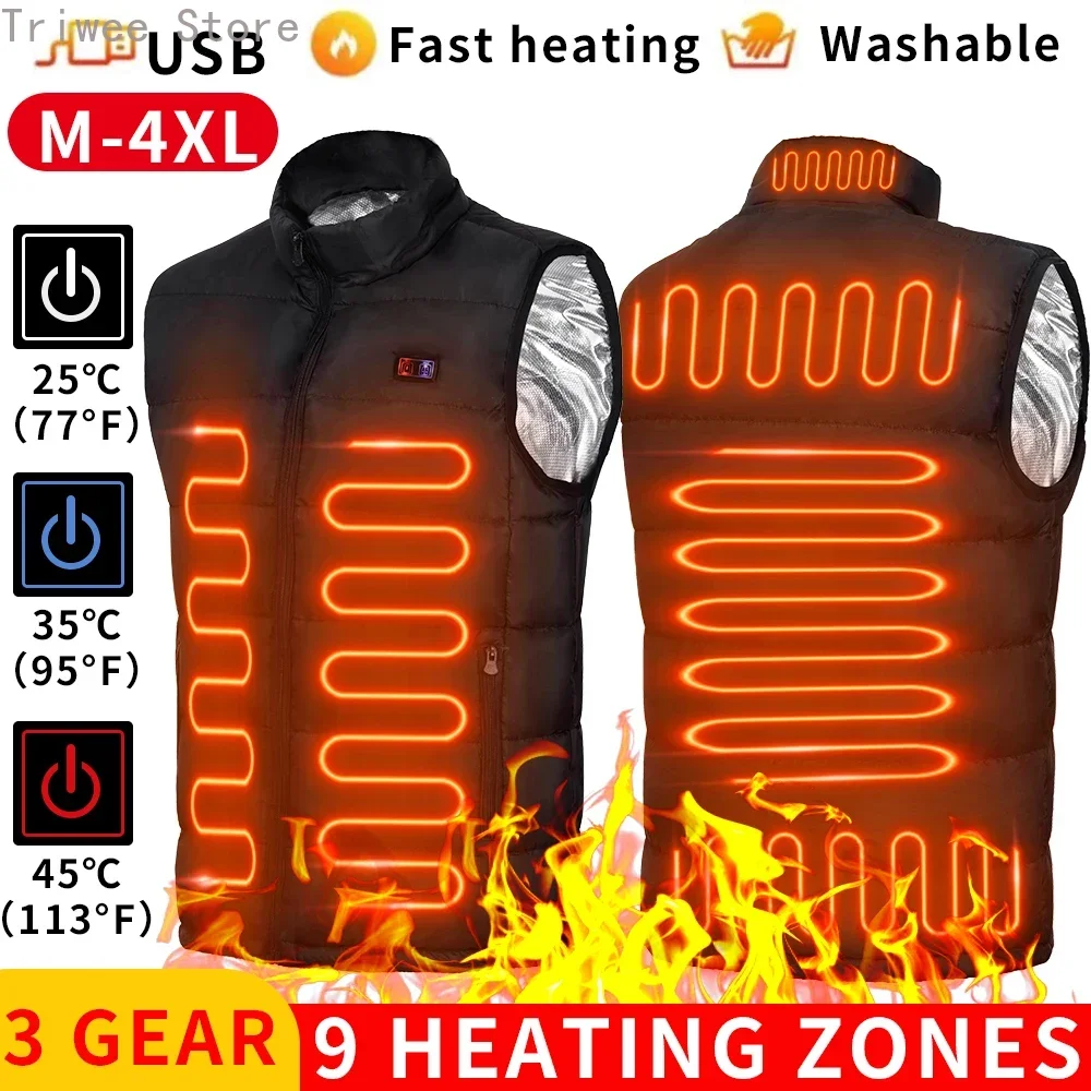Casacos Aquecidos Elétricos para Homens e Mulheres, Zonas de Colete, Sportswear, Casaco, Grafeno, Aquecimento USB, Camping