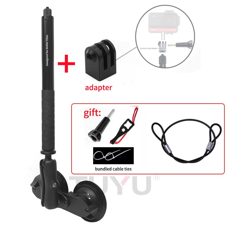 Support de ventouse de voiture à double tête de boule de 1 pouce, adapté à la perche à Selfie Invisible pour Insta360 One R X2 Gopro Max, accessoires: TY91-05