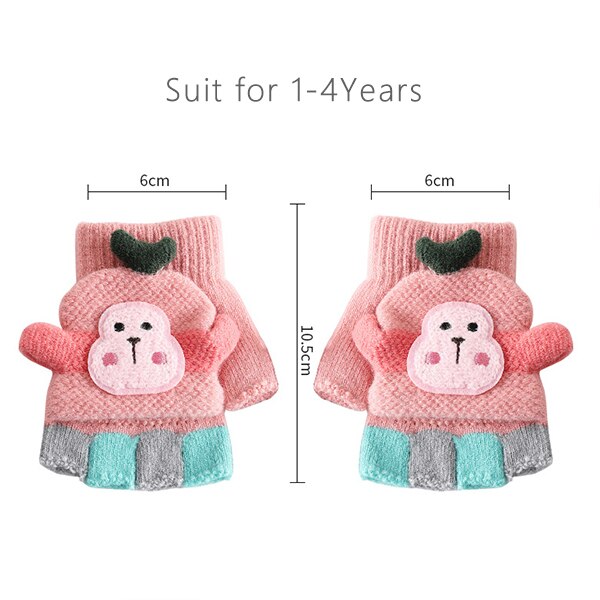 1-4 Jaar Oude Kinderen Winter Vingerloze Handschoenen Kids Leuke Aap Warme Zachte Gebreide Wanten Meisjes Jongens Indoor En outdoor Handschoenen