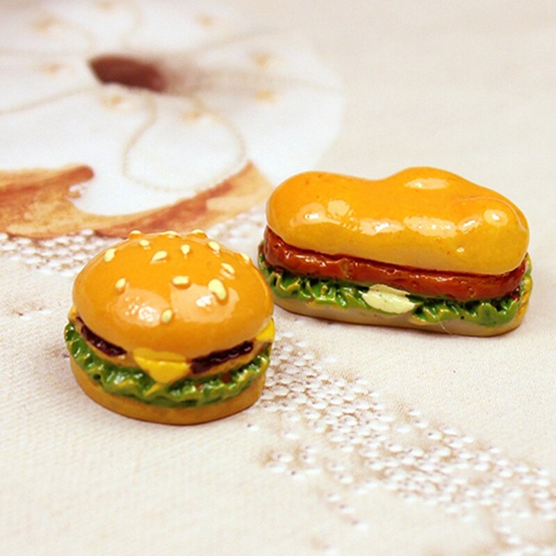 5 Pcs Leuke Miniatuur Poppenhuis Mini Simulatie Hamburger Pretend Play Voedsel Voor Pop Keuken Speelgoed Accessoires: style1 and style2