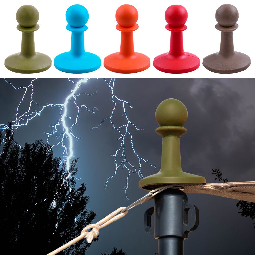 4 Pcs/Set Outdoor Camping Camping Tent Poles Awning Rod Support Bar Lightning Proof Anti-Thunder Cap Protection Cap