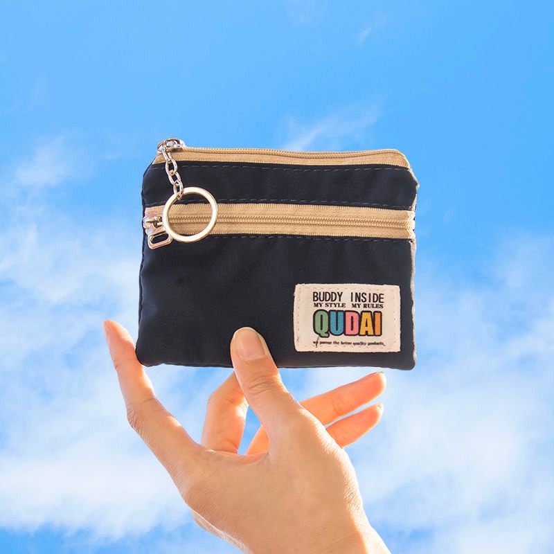 japanische und Koreanische Frauen Brieftasche Nylon Tuch Kurze Brieftasche Weiblichen Handtasche Lässig Frauen Brieftaschen Jugend Geldbörse: Schwarz