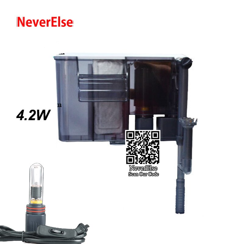 Pompe à filtre UV pour Aquarium externe 4 en 1, filtre de Circulation d'eau, stérilisateur UV, écumoire d'huile/augmente l'oxygène pour accrocher un Aquarium: 4.2W Translucent / EU Plug adapter