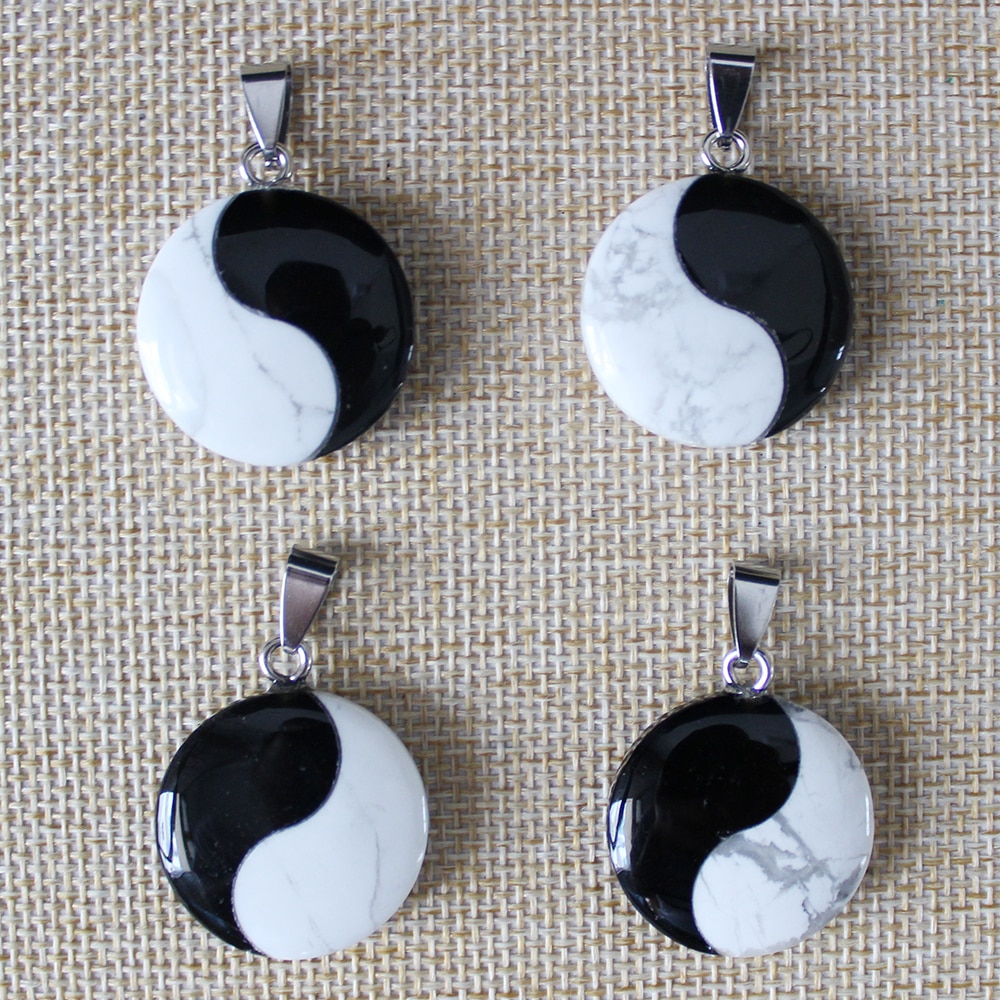 z venta caliente de la buena calidad de la Piedra Natural Tai Chi Yin Yang Encanta los colgantes 4 unids/lote Al Por