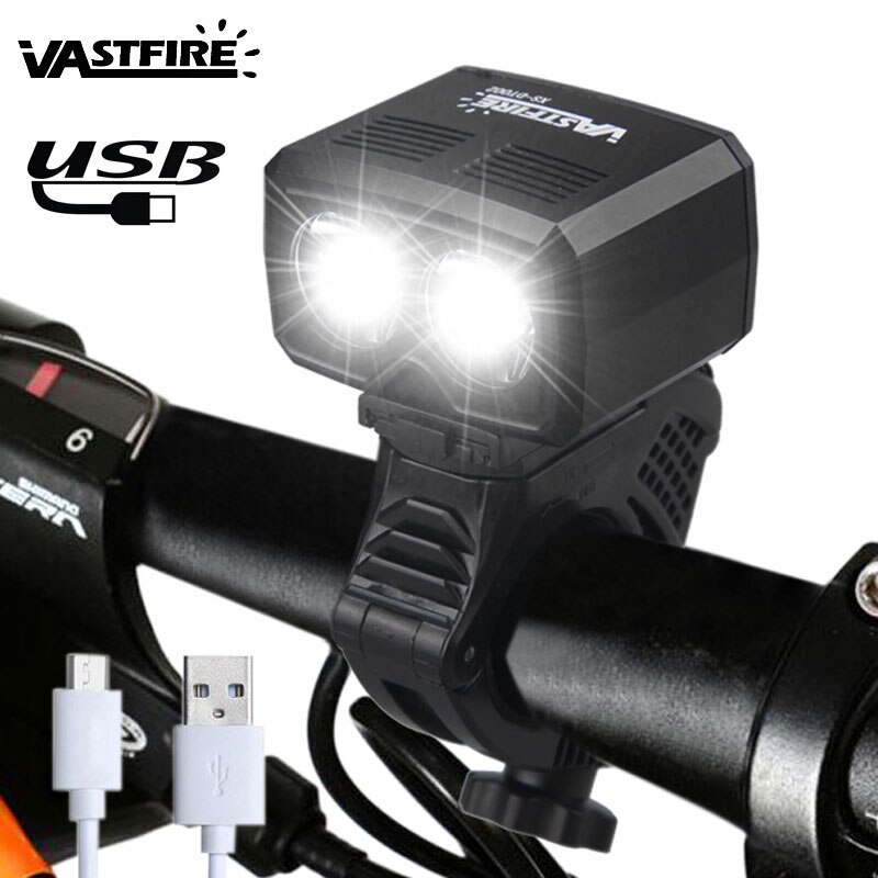 Waterdichte USB Koplamp Fiets Lamp 2X XM-T6 LED Fiets Licht 5 Modi Fietsen Torch Oplaadbare Koplamp: 1 Front Light