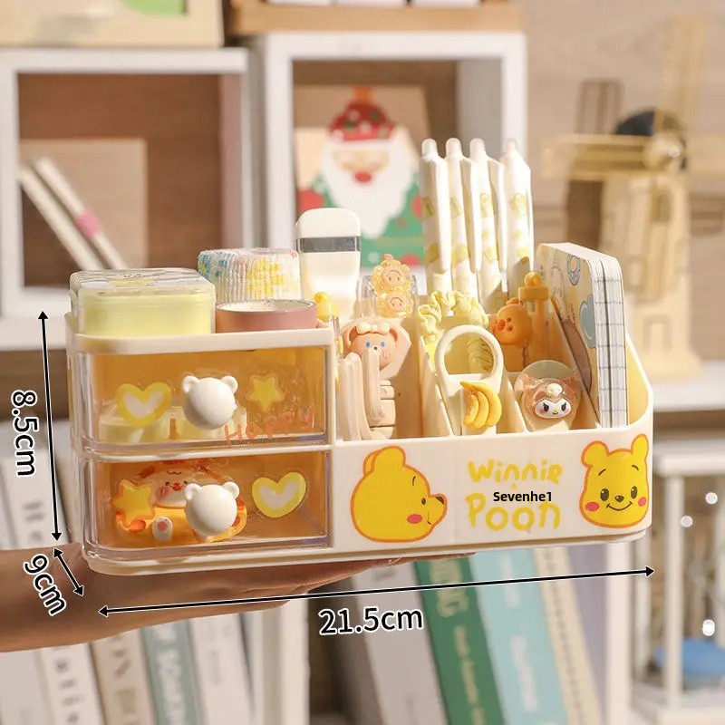 Organizador de escritorio estilo cajonera chica bonita corazón estudiante escritorio para niños papelería cepillo cosmético organizador portalápices plástico Ma: green