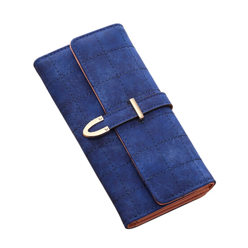 Nova carteira feminina de couro pu, bolsa feminina, porta-cartão de identificação, grande capacidade, de alta qualidade: Style 2  Blue