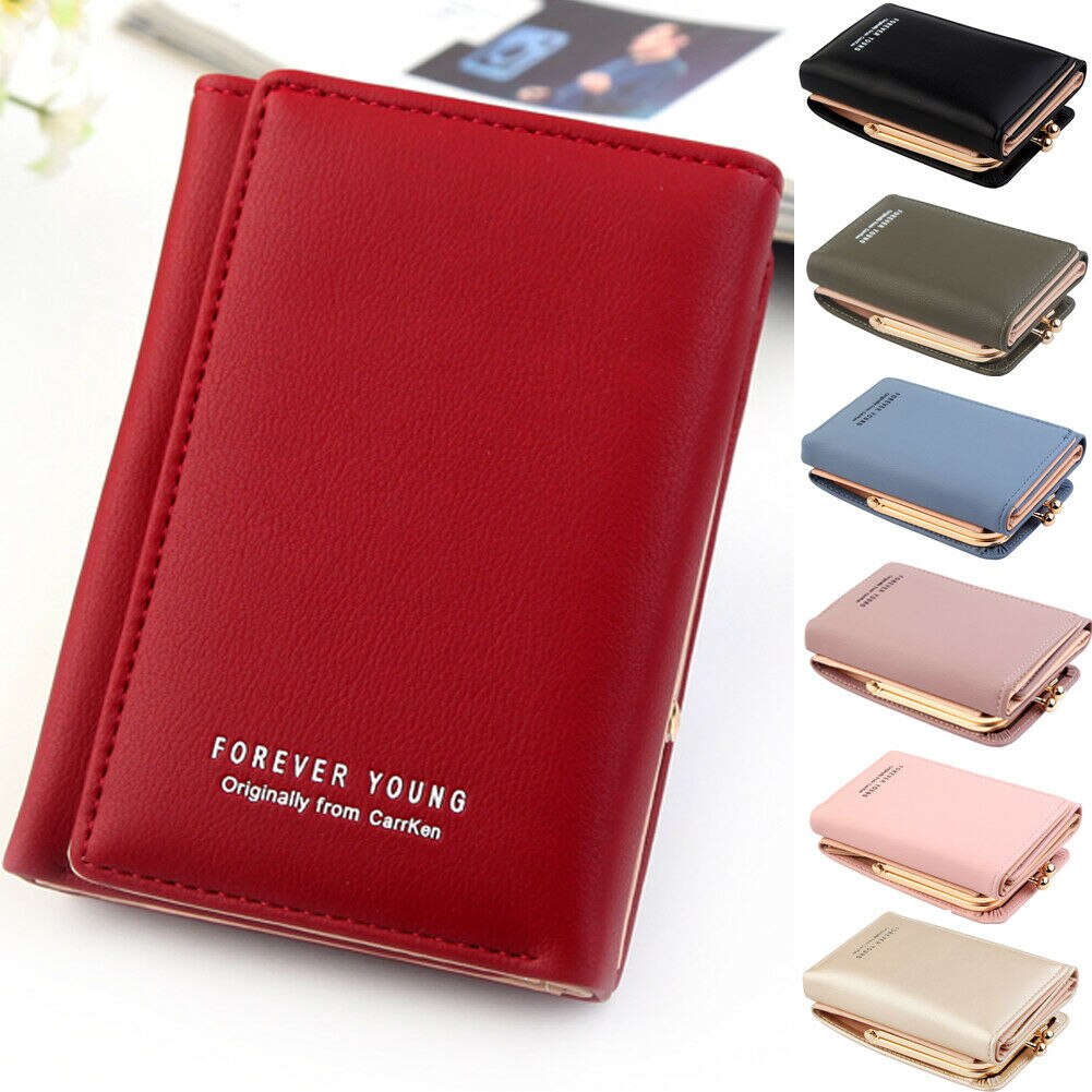 Cute Women's Wallet Mini Clutch Bag PU Leather Three Fold Credit Card Holder Purse