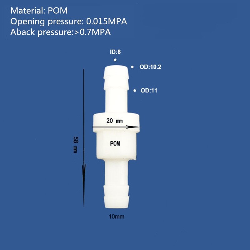 Clapet anti-retour haute pression clapet anti-retour plastique gaz liquide clapet anti-retour clapet anti-retour taille 4mm, 6mm, 8mm, 10mm, 12mm