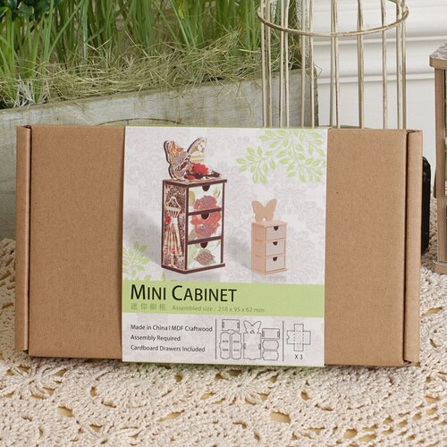 Handmade craft jewelry box DIY handmade desktop storage box wooden small furniture decoration model Handmade craft jewelry box: Cabinet 2