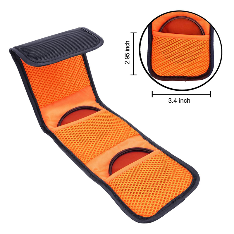 3 Pockets Lens Filter Bag Camera Lens Filter Pouch For 82mm ND UV CPL Camera Lens Filter Holder Wallet Case: Default Title