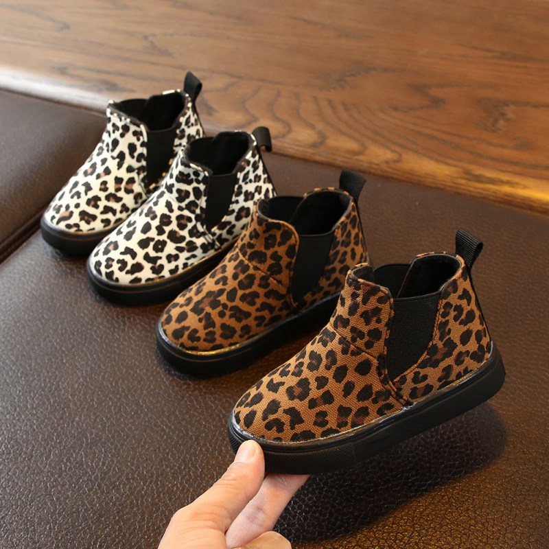 Baby barn støvler vinter gutter jenter snø støvler barn martin støvler baby søt leopard mønster anti-skli gåsko
