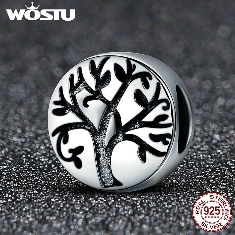 WOSTU Moda Novo 100% 925 Sterling Silver Clássico Tree of Life Beads fit original CQC430 WST Charme Pulseiras Finas Jóias