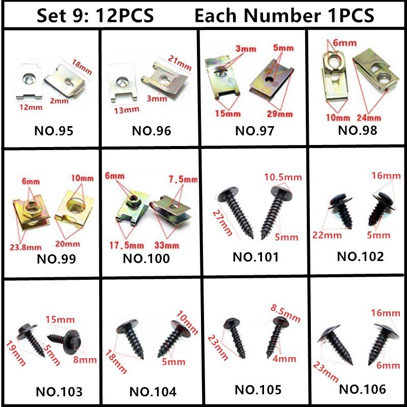 For Toyota Tundra Solara Scion Car Bumper Fender Wheel Arch Door Panel Trim Roof Cover Trunk Strip Snap Rivet Fastener Clips Kit: 12PCS Mixed Set 9