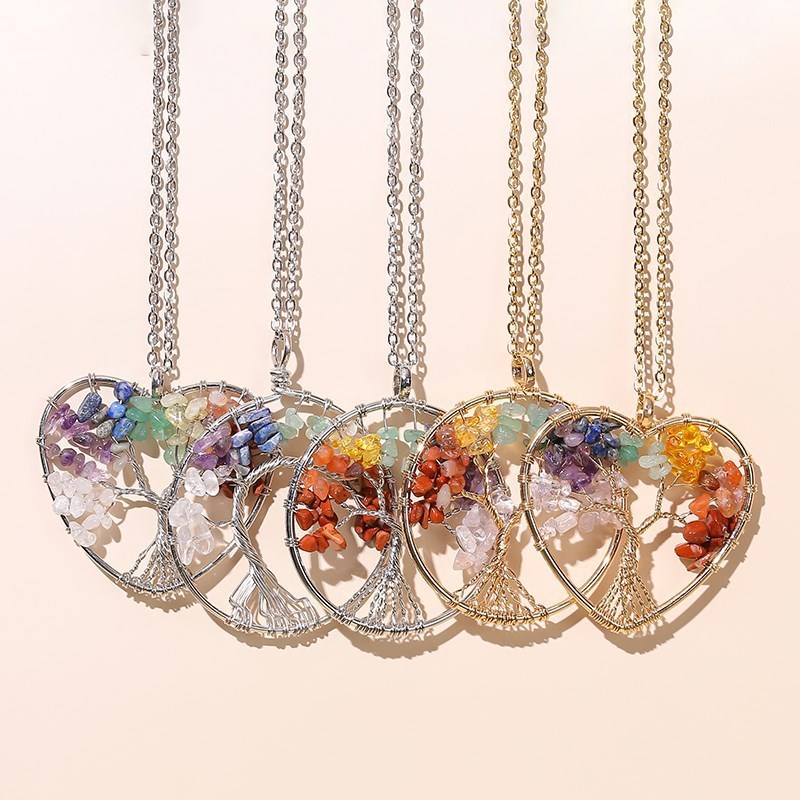 Verander Beter Goud Zilveren Kleur Ketting 7 Chakra Boom Van Het Leven Hanger Halsketting Vrouwen Mannen Roestvrij Staal HandmadeHealing Sieraden