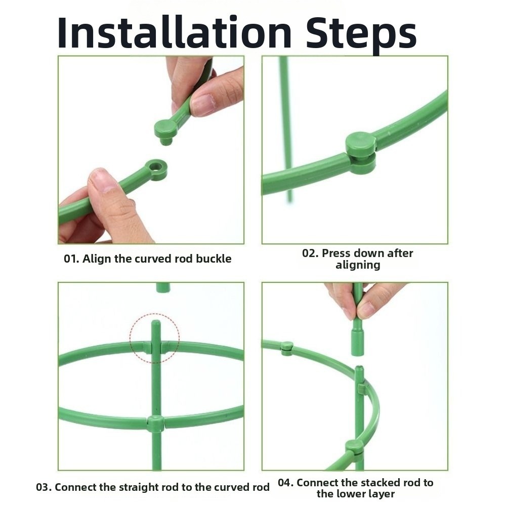 10Layers Plant Support Pile Stackable Reusable Climbing Vines Stake Keep Plants Upright Plastic Tomato Cages Trellis