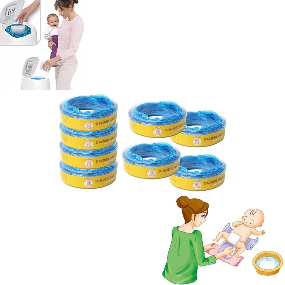 4pcs/Box 8M Baby Diaper Bucket Refill Bags Ideal Diaper Bin Garbage Bag Plastic Trash Waste Replacement Bag