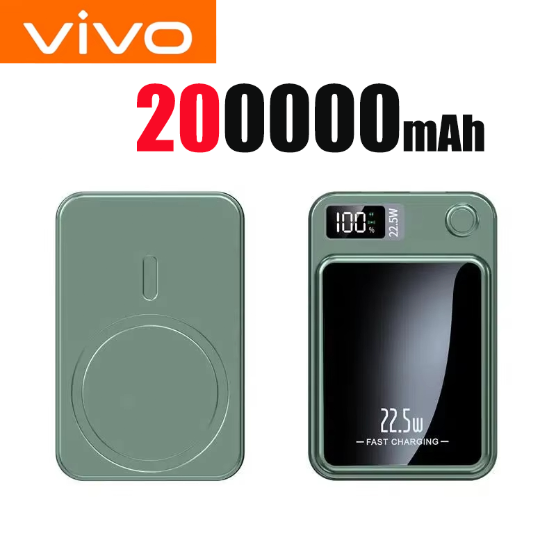 VIVO 200000mAh 22.5W Wireless Magnetic Power Bank Fast Charging Portable External Battery PowerBank Magsafe for iPhone Xiaomi: Yellow