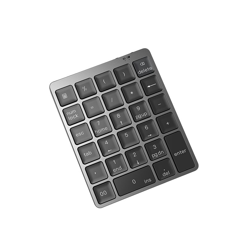 Mini Bluetooth Numeric Keyboard 28 Keys Protable Keypad with USB Hub 2.0 Compatible with Tablet PC Laptop Desktop: Rock Gray