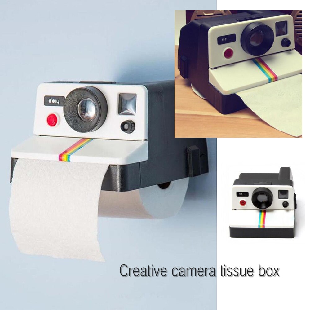 1PCS WC Tissue Box Retro Polaroid Camera Shape Inspired Tissue Boxes Toilet Roll Paper Holder Box Home Bathroom Decor