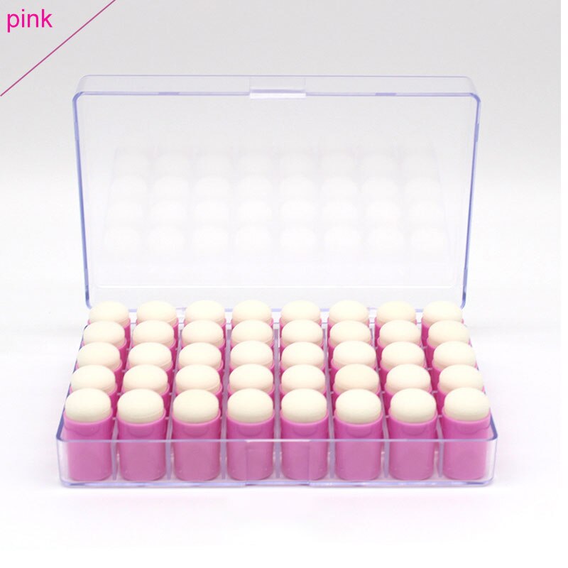 Colorido 40 Uds esponja para dedos Daubers estuche organizador de almacenamiento transparente: pink