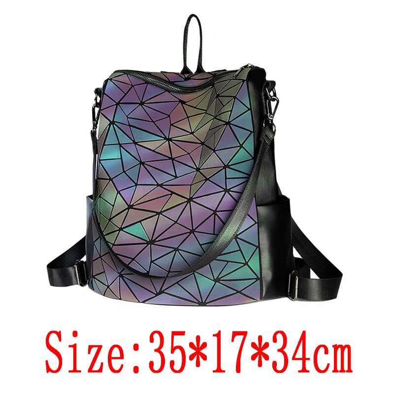 Luminous Backpack School Women Bags Set Holographic Geometric Backpacks Female School Bag For Teenage Girls Student Rucksack: Light Grey