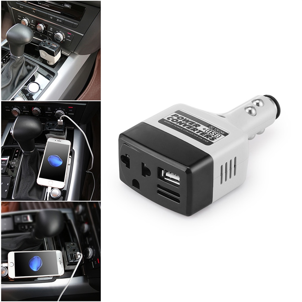 Onever DC 12 V naar AC 220 V Auto Omvormer Converter 6 W gemodificeerde Sinus met Usb-uitgang voor IphoneX 8 8 Plus Xiaomi