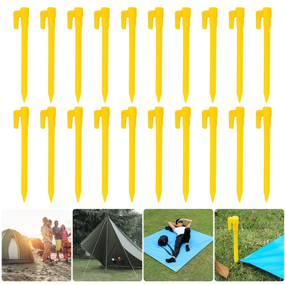 20 stück zeltzubehör ausrüstung heringe zeltnägel outdoor camping reise strandmatte boden kunststoff winddicht befestigungspfähle
