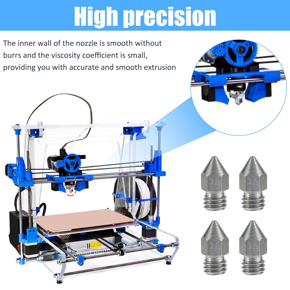 3D Drucker Düsen 25 stücke MK8 Extruder Düsen 0,4mm 0,5mm Gehärtetem Stahl Edelstahl Seel Messing 3D Drucker Düse reinigung Nadel