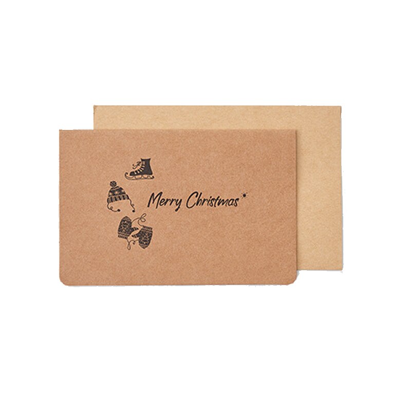 4pack kraft Christmas greeting card Art RETRO envelope paper Christmas hat elk wreath 12.8*8.4CM: B